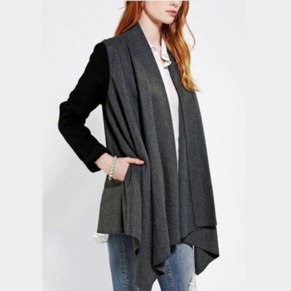 Staring at Stars UO Black + Grey Wool Blend Waterfall Cardigan Cozy size Large - Picture 16 of 16